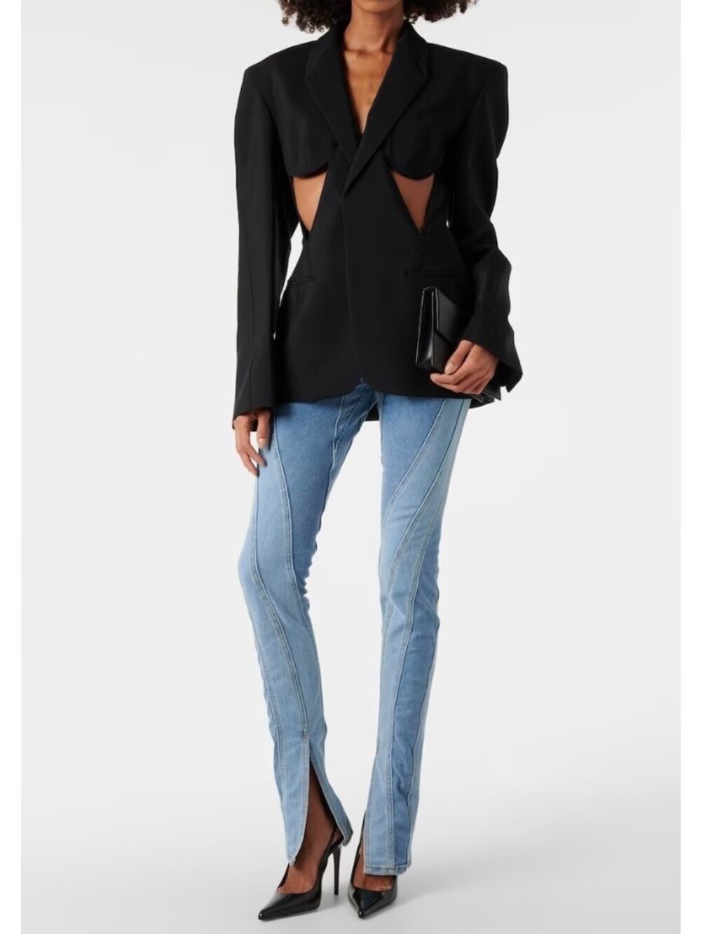 $2450 Authentic MUGLER Women's Cut Out Blazer Jacket in Black Size 42 / US 10 - Picture 4 of 6